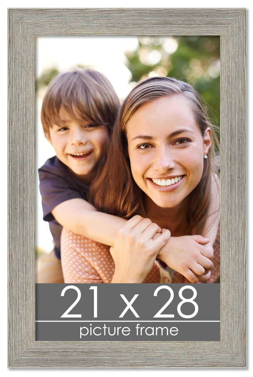 21x28 Wide Barnwood Picture Frame with UV-Resistant Acrylic & Acid Free Backing, Available in 6 Paint Finishes - Grey, Brown, White, and Black
